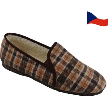 Pegres Pánské papuče nízké 1014 Hnědé káro v