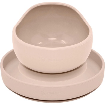 Petite & Mars Set jídelní silikonový Take Match talíř iska 6 m+ Desert Sand 2 ks