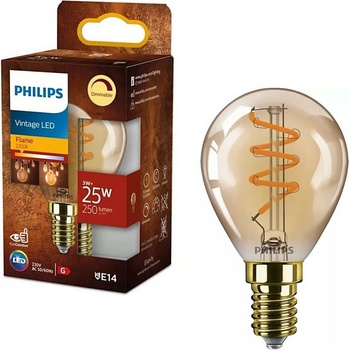 Philips LED filament žárovka E14 P45 3W 25W 250lm 2200K stmívatelná, jantarová
