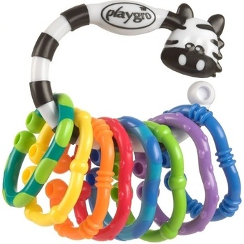 Playgro řetěz na kočárek Zebra s kroužky 9 ks