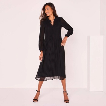 Plisované midi šaty s řetízkovým páskem DHJ-SK-13168.21X black