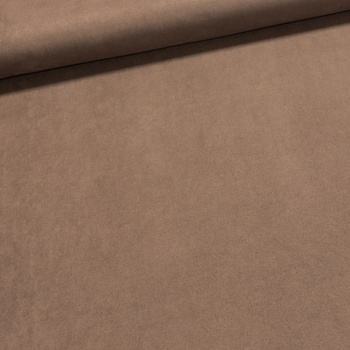 Polyesterový úplet 8010-007 UNI jednobarevný světle hnědý, vzhled broušené kůže, š.150cm (látka v metráži)