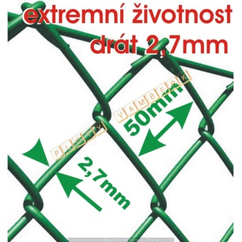 Poplastované pletivo 200 cm zelené 2,7 mm