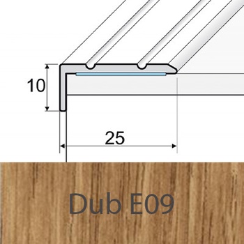 PROFIL Team Schodová hrana E09 25 x 10 mm x 1,2 m dub