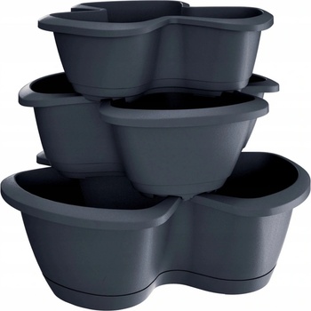 Prosperplast Květináč pyramidový na bylinky RESPANA 3 patra antracit (S433)