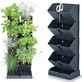 Prosperplast MINI CASCADE IO1W200S433 Vertikální květináče s nůžkami na bylinky antracit