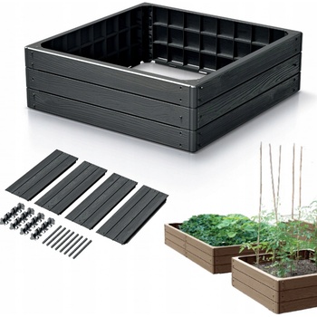 Prosperplast Vyvýšený záhon BASE WOODY 75,6 cm antracit