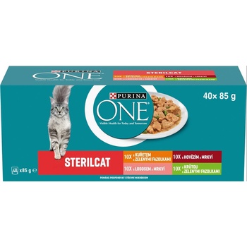 Purina ONE Sterilcat hovězí kuře losos krůta ve šťávě 40 x 85 g