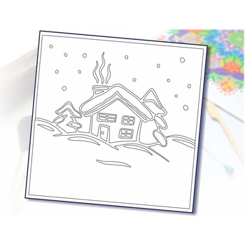 Radost v písku Šablona na pískování zimní dům 210 x 210 mm