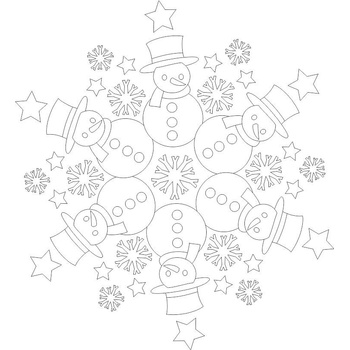 Radost v písku Šablona na pískování Zimní mandala sněhuláci 210 x 210 mm
