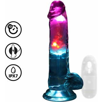RealRock LED Vibrating Cock with Balls 7″ s přísavkou na dálkové ovládání