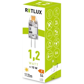Retlux RLL 456 LED žárovka JC 1,2W G4 teplá bílá