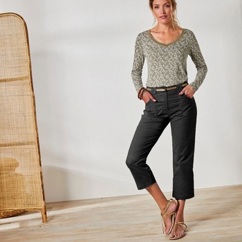 Rovné strečové 7/8 kalhoty černá