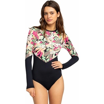 Roxy dámské jednodílné plavky Fashion LS Onesie Anthracite Palm Song černé