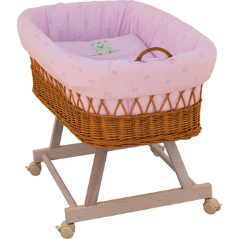 Scarlett Proutěný košík na miminko Méďa růžová