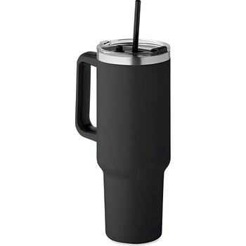 Scortland Láhev na pití s brčkem Nordic Tumbler černá nerez 1200 ml