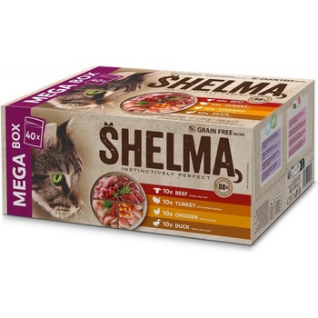 Shelma Cat kuřecí hovězí kachní a krůtí 40 x 85 g
