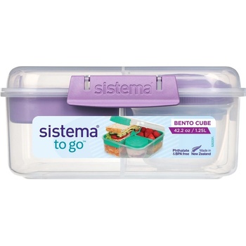 Sistema Box svačinový 1,25 l Bento Cube To Go transparentní/fialová