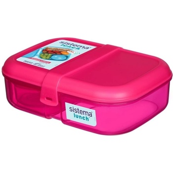 Sistema Ribbon Lunch To Go Tříkomorová krabička na oběd s nádobou na jogurt 1,1 l, růžový
