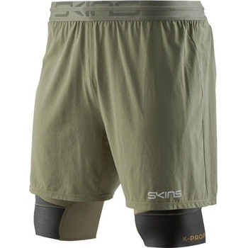 Skins DNAmic Mens Superpose Half Tights utility zelená