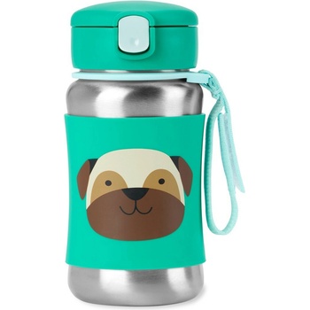 Skip Hop Spark Style Straw Bottle nerezová láhev na vodu s brčkem Fotbal 350 ml