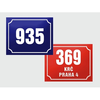 Smaltovaná domovní tabulka - číslo popisné, orientační (pražská norma) Alerion
