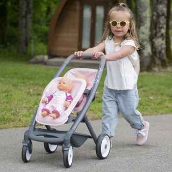 Smoby pro dvojčata Powder Pink Maxi Cosi&Quinny s bezpečnostním pásem pro 42 cm panenky