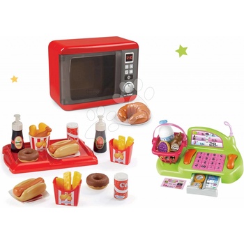 Smoby set mikrovlnka elektronická Tefal Elec Micro Wave a potraviny rychlého občerstvení Fast Food