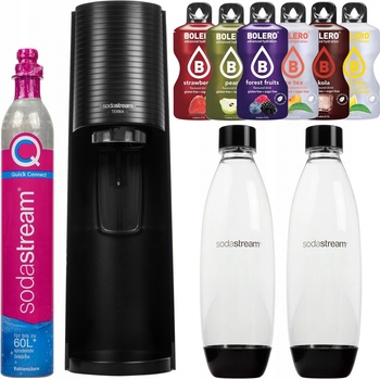 SodaStream Terra + 2 lahve Classic 1 l + příchutí černý