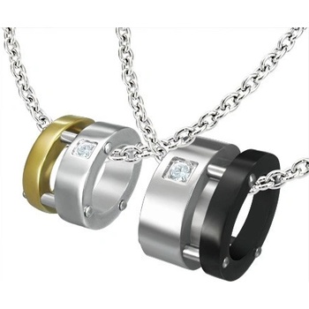 Šperky eshop Přívěsek pro dva elipsa zlatá černá stříbrná zirkony R9.19