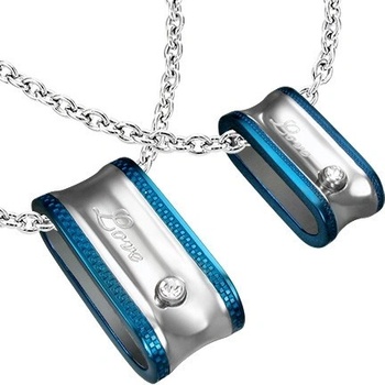 Šperky eshop Přívěsek pro dva elipsovitá obruč s nápisem a zirkonem R15.19