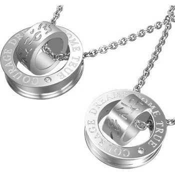 Šperky eshop Přívěsek pro dva stříbrné obruče s texturou křivých čar a nápisem AB31.11