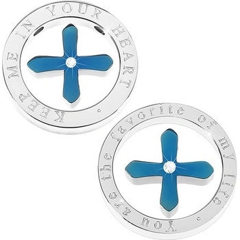 Šperky eshop Přívěsky pro dva modrý kvítek se zirkonem v mohutném prstenci AB31.12