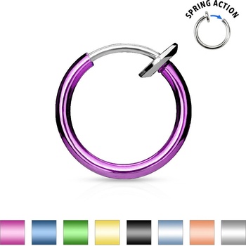 Šperky eshop titanový fake piercing do nosu nebo do ucha jednoduchý lesklý kroužek PC21.21 světlá modrá