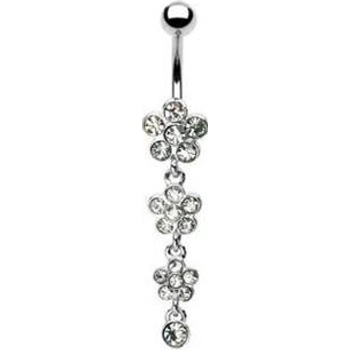 Šperky4U visací piercing do pupíku kytičky WP01057-C