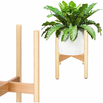 SPRINGOS Dřevěný stojan na květiny 35 cm SPRINGOS QAURTER KWD002-XG přírodní