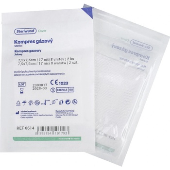 Steriwund gáza hydrofilní kompresy sterilní 7,5 x 7,5 cm/2 ks