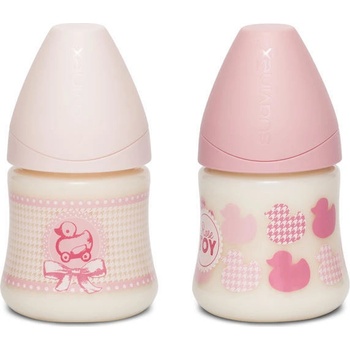 Suavinex láhev Toys široké hrdlo růžová kačenka 150 ml