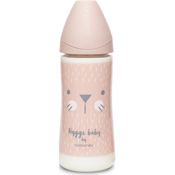 Suavinex Premium láhev na kaši Hygge vousky růžová 360ml