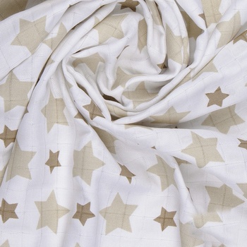 T-tomi BIO Bambusová osuška s potiskem 90 x 100 cm Beige stars / béžové hvězdičky