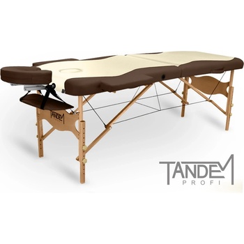 Tandem Skládací masážní lehátko Profi W2D DUO krémovo-čokoládová 195 x 70 cm 15,5 kg