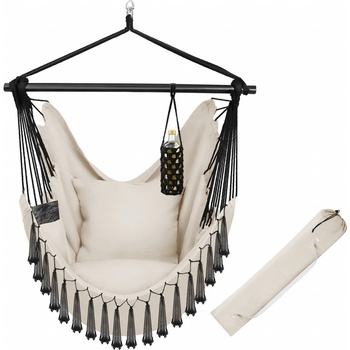 tectake 405080 závěsné křeslo malika boho styl béžová
