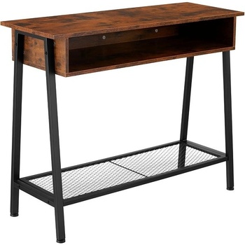 TecTake Konzolový stolek Tralee 100 × 35 × 80,5 cm - Industrial tmavé dřevo