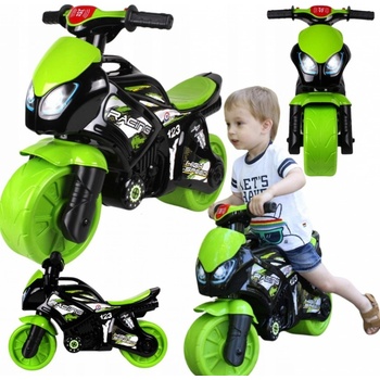 Teddies motorka zeleno-černá plast na baterie se světlem se zvukem v sáčku 36x53x74cm