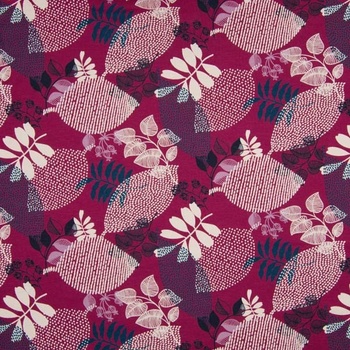 Teplákovina počesaná bordó, barevné listy, š.150