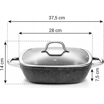 Tescoma pánev hluboká čtvercová PRESIDENT Stone s poklicí 28 x 28 cm