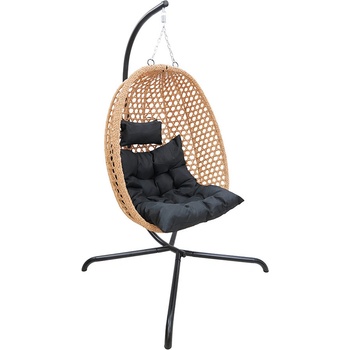 Textilomanie Závěsné křeslo MOLINE s černým stojanem béžové