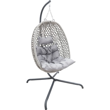 Textilomanie Závěsné křeslo MOLINE s černým stojanem šedé