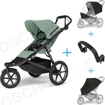 Thule Set 4v1 Urban Glide 3 Mist green s magnetickou sponou 2025 + pláštěnka + ochranná síť + madlo