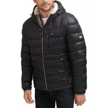Tommy Hilfiger prošívaná zimní pánská bunda Sherpa černá